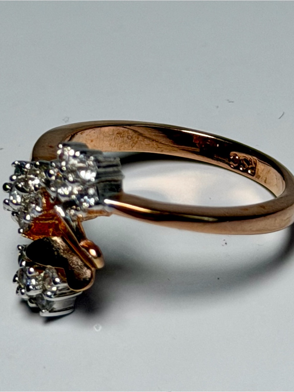 Vintage RSC Butterfly Cluster Ring Gold Tone Floral Ring Size 7.5 - Picture 6 of 11